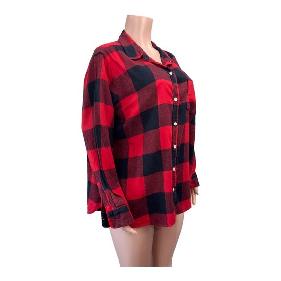Old Navy Classic Red-Black Buffalo Plaid Button Down Flannal Shirt  Women SZ XXL - Picture 7 of 15